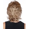 RENERSHOW Short Brown Curly Wigs for Women Mixed Brown Highlight Wavy Synthetic Wig with Bangs Rose Blonde Short Hair Wig