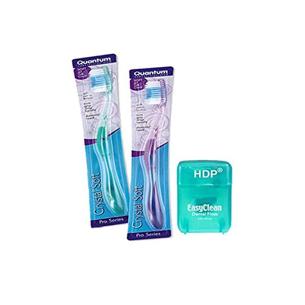 Crystal Soft Toothbrush with HDP Floss Color:Crystal Size:Pack of 2 wth Bonus