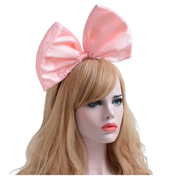 ZCMG Huge Bow Headband Big Bowknot Hair Bands Headpiece Women Bow Hairband Hair Hoop Holiday Party Decoration Cosplay Costume Cute Christmas Halloween Headdress Handmade Hair Accessories 1 Pack Pink