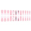 DANMANR Fake Nails French Long Press on Coffin Nails Crystal Full Cover Acrylic Shiny Fake Nails for Women and Girls 24PCS