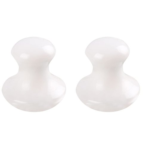 Uonlytech 2Pcs Gua Sha Facial Tools, White Jade Quartz Mushroom Face Massage Gua Sha Rollers Stones Scraping Massage Tool for Women Home Spa