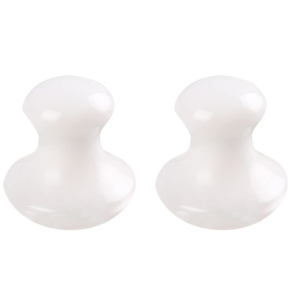 Uonlytech 2Pcs Gua Sha Facial Tools, White Jade Quartz Mushroom Face Massage Gua Sha Rollers Stones Scraping Massage Tool for Women Home Spa