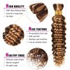 Human Braiding Hair 16 Inch Deep Wave Bulk P4/27 Human Hair for Braiding No Weft 2 Bundles 100g Curly Human Hair for Boho Braids 100% Unprocessed Brazilian Virgin Hair for Human Hair Extensions