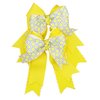 Yellow & White Equestrian Hair Bows-Available on French Barrette, Alligator Clip, Ponytail Elastic (Pair of Bows 6" Tail Alligator Clip) (French Barrette)