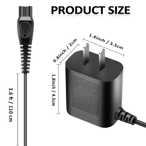 15v Shaver Charger Replacement Charger Cord Portable Adapter Charger for Electric Shaver