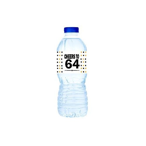 64th Birthday/Anniversary Party Decoration Water Bottle Labels -15pk