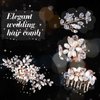 Yeshone 5 Pieces Wedding Hair Comb Bridal Hair Pins Crystal Pearl Hair Accessories Rhinestone Flower Hair Piece for Wedding Bride Women(Rose Gold,Classic Style)