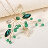 3 Pieces U Shape Wedding Hair Pins for Bride Wedding Hair Pieces Gold Leaf and Green Rhinestones Hair Clips for Bridesmaid Women and Flower Girls Hair Accessories