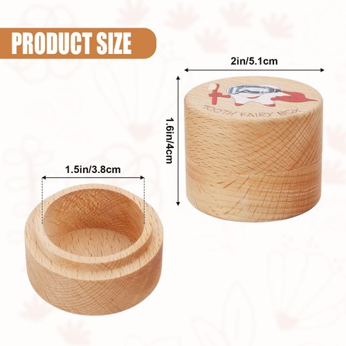 XIHIRCD Wooden Tooth Box, Cute Tooth Keepsake Box Baby Tooth Storage Organizer Dropped Tooth Case Holder to Put Under Pillow for Children Boys Girls (Superman Style)