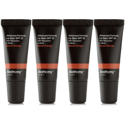Anthony 25 SPF Lip Balm with Sunscreen for Lips – Contains Green Tea Extract, Shea Butter & Vitamin E – Moisturizing Repair Care Treatment for Chapped & Dry Lips - Blood Orange Flavor - 4 Pack