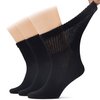 Hugh Ugoli Men's Cotton Diabetic Ankle Socks, Wide, Loose and Stretchy, Seamless Toe & Non Binding Top, Semi Cushion, 3 Pairs, Black, Shoe Size: 11-13
