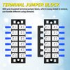 Joinfworld 35A Terminal Block 6 Position Screw Terminal Strip Dual Row with Cover & 6 Position Pre-Insulated Terminal Jumper Block -2pcs