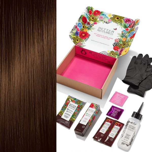 Better Natured 6G Dark Golden Brown Permanent Hair Color Dye Kit (Color, Developer, Barrier Cream, Gloves, Cleaning Wipe, Shampoo and Conditioner) Radiant Color that Lasts up to 8 Weeks