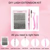 Eyelash Extension Kit Lash Clusters Kit Lash Bond and Seal Waterproof Lash Tweezers Individual Lashes Kit DIY Lash Extension Kit Eyelash Glue Remover Brush (Set 30D/40D-0.07D-9-16Mix)