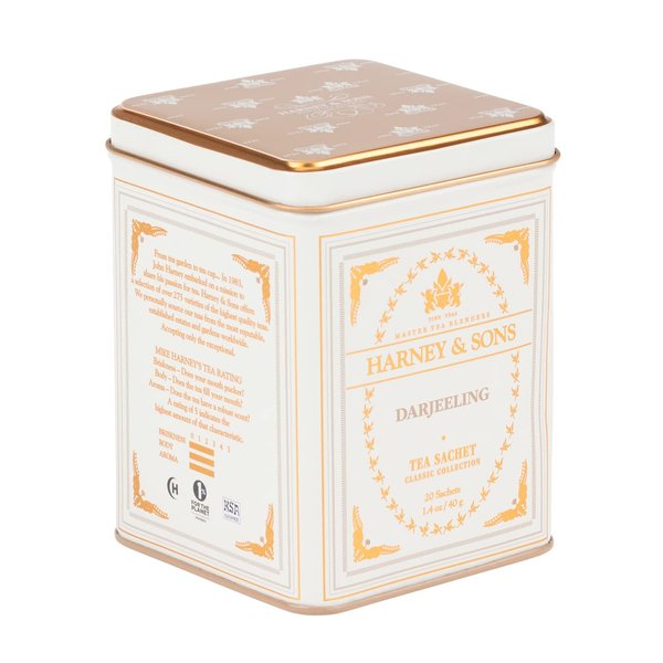 Harney & Sons Darjeeling Black Tea, 20 Sachets of Black Tea | Classic Collection, 20 sachet tin