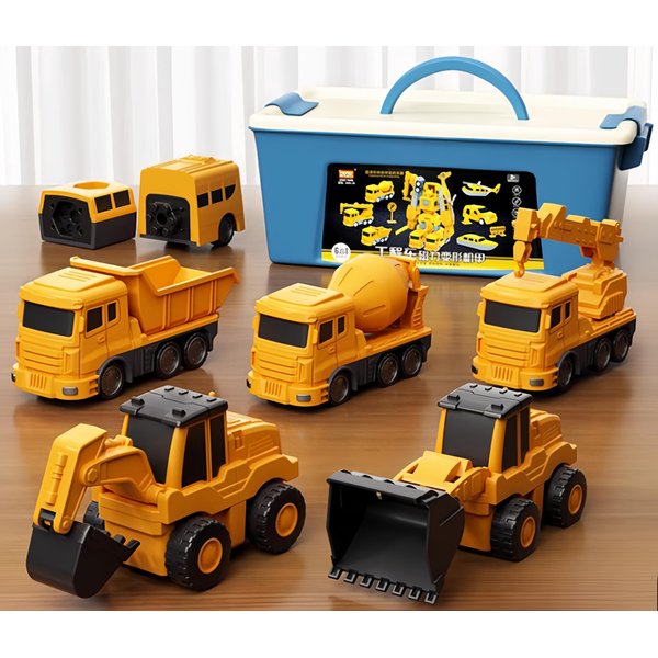 KKPOT Magnetic Transform Engineering Car Assembled Toys with Storage Box, Magnetic Cars and Trucks for Kids,Magnetic Blocks for Toddlers,Outdoor Activities for Kids Ages 3-5 4-8