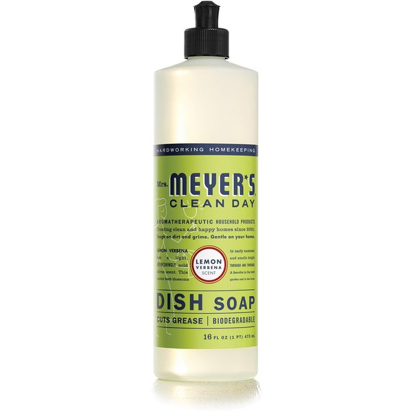 MRS. MEYER’S CLEANDAY Liquid Dish Soap, Biodegradable Formula, Lemon Verbena, 16 fl. oz