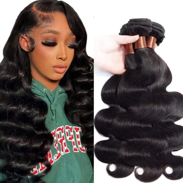 BLACKMOON HAIR Indian Virgin Hair Body Wave Human Hair 3Bundles Weaves 100% Unprocessed Hair Extensions Natural Black Color 20 22 24Inch