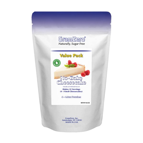 GramZero No-Bake Cheesecake Mix, Makes 4 Cheesecakes, No Sugar Added, Low Calorie, Stevia Sweetened
