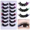 LoveOurHome 7 Pairs Fake Eyelashes Fluffy False Eyelashes Faux Mink Wispy Lashes Natural Look Lash Extension Eye Lashes 21mm 6D Volume Colorful Strips False Lashes with Tweezers for Women Teen Girls