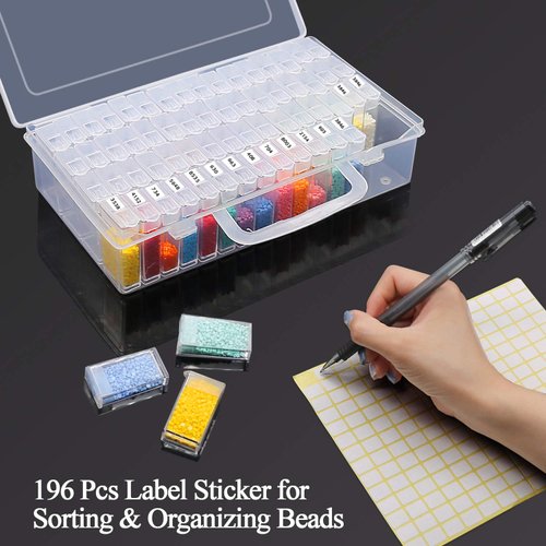ARTDOT Diamond Painting Storage Containers, Diamond Art Portable Bead Storage Organizer 64 Gird Diamond Painting Accessories (Storage Box)