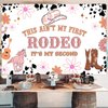 Wonmelody 2nd Rodeo Birthday Party Decorations 5*3ft 2nd Rodeo Birthday Party Backdrop for Girl Not My First Rodeo 2nd Birthday Party Decorations Groovy Western Cowgirl 2nd Birthday Decorations