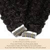 Loxxy Tape in Hair Extensions Curly Human Hair Thick Jerry Curly Remy Hair Tape in Hair Extensions for Goddess 3B 3C 50grams Curly Hair Extensions Tape in Double Sided Invisible Adhesive 20pcs 22inch