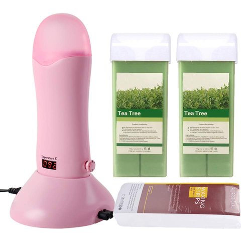 iMeshbean® Digital Display Roller Waxing Kit, Home Depilatory Soft Wax Warmer Heater with Roll On Wax Cartridge Refill and Wax Strips