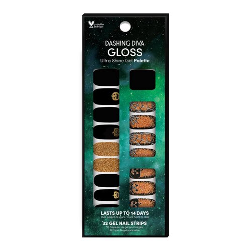 Dashing Diva Gloss Halloween Nail Strips - Twisted Nightmare | UV Free, Long Lasting, Cute Halloween Gel Nail Stickers | Contains 32 Nail Wraps, 1 Prep Pad, 1 Nail File