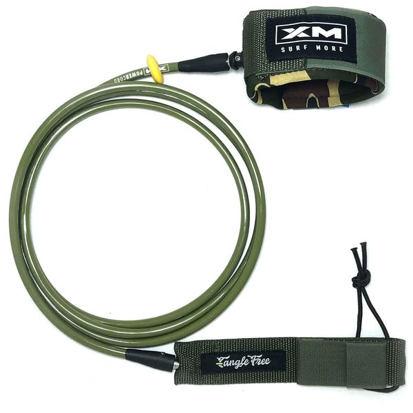 XM SURF MORE Big Wave 8ft Surfboard Leash with Tangle Free Upgrade, Cord Thickness (.313in), Key Pocket, Unbreakable Swivels, Detachable Railsaver, Made in USA