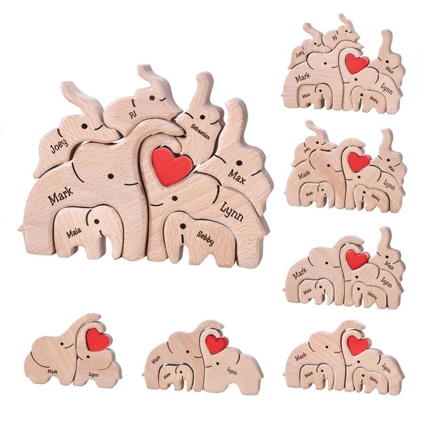 Personalized Wooden Bear Puzzle with 2-8 Names Custom Family Name Puzzle Customized Wooden Puzzle Gifts for Christmas