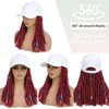 YOUGRACE Baseball Cap Wig with Crochet Faux Locs, Dreadlock Crochet Hair Wig, Straight Faux Locs Crochet Synthetic Hair Soft Braid Hat Wig (White Cap-Wine Red Braid)