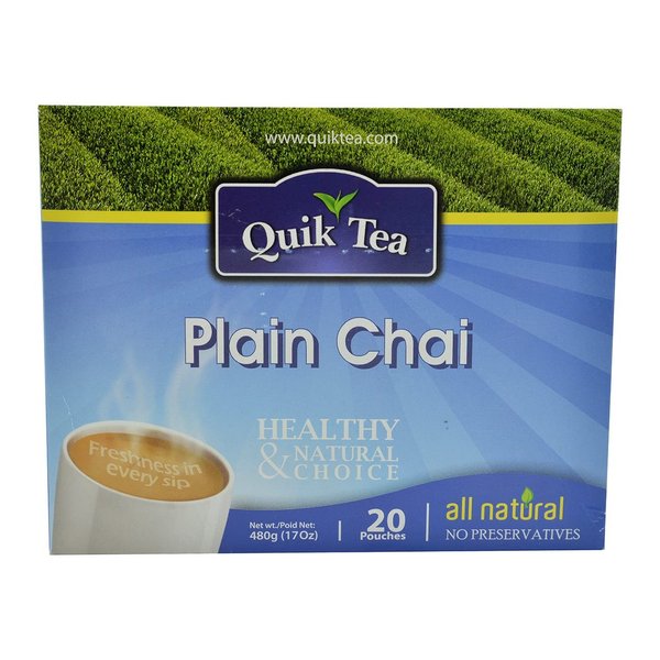 Quik Tea Plain Chai Latte Teabags Made from Assam Teas All Natural No Preservatives 20 Pouches (480 g / 17 oz)