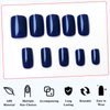 LoveOurHome 240pc Square Press on Nails Short Fake Nails Glue on Nail Short Blue Acrylic Nails Press ons Nail Tips Full Cover False Nail Square Artificial Fingernail & Adhesive Tabs for Women Girls
