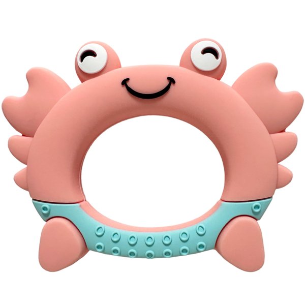 Busy Baby - Teething Toys Made of 100% Food Grade Silicone, Fun Animal Shapes for Teething Relief, Use Alone or Easily Attach Your Baby Teether to Busy Baby Mats (Crab)
