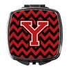 Caroline's Treasures CJ1047-YSCM Letter Y Chevron Black and Red Compact Mirror Decorative Travel Makeup Mirror for Women Girls Gifts Pocket Makeup Mirror Folding Handheld