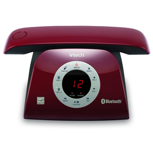 VTECH VS122-16 Retro-Design Cordless Phone: Bluetooth Connect to Cell, Call Blocker, Answering System, Full-Duplex Speakerphone