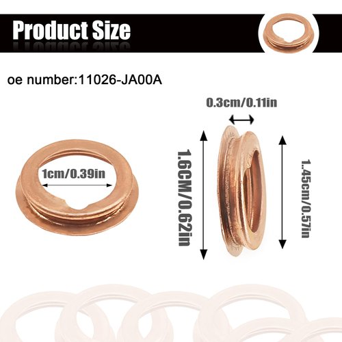 20PCS M12 Copper Oil Drain Plug Gaskets Crush Washer Automotive Parts Replacement for Ford Infiniti Nissan 11026-JA00A