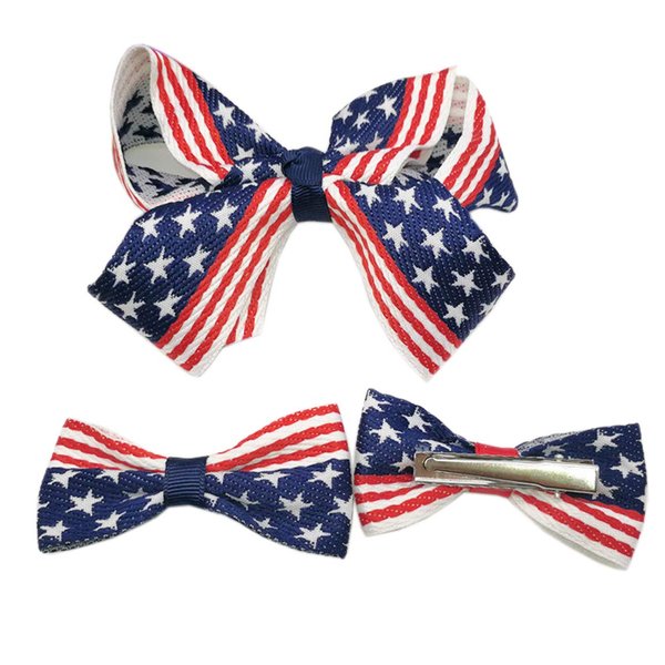 Women Girls Hair Bow, Baby Girl Hair Clips, Grosgrain Ribbon Hair Bows Flag Hair Clip Hair Accessories Decoration for 4th of July TSFJ13 (3pcs Bow Clips)