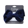 Hair Bow Velvet With Design 4.75 Inch for Girls - Navy