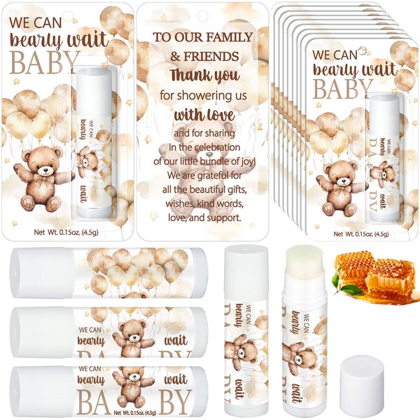 Sacubee 30 Pack Bear Baby Shower Party Gifts Favors Gifts Bulk Lip Balms for Guests Girls Boys Games Neutral Gender Reveal Favors Baby Shower Prizes Souvenirs Oh Baby Gift Bags Stuffers