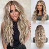 HAIRCUBE Long Ombre Blonde Lace Front Wigs for Women,Natural Wavy Middle Parting Synthetic Wigs Lace Wigs…