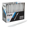 PAMI Medium-Weight Disposable Plastic Knives [400-Pack] - Bulk White Plastic Silverware For Parties, Weddings, Catering Food Stands, Takeaway Orders & More- Sturdy Single-Use Partyware Knives