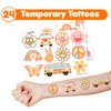 Cherisnowy 48 PCS Groovy Party Favors 24PCS Tattoos Stickers 24PCS Slap Bracelets Wristbands Perfect for Themed Birthday Baby Showers or Classroom Rewards Ideal Decor and Gifts for Girls and Boys