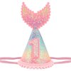 Vovii 1 year old Mermaid Tail Birthday Hat for Baby Girl Pink Sparkle Sequined Mermaid Tail Headband Princess Birthday Party Supplies