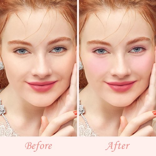 AFGHOUZ 4 Colors Cream Blush Palette, Face Blush Powder for Cheeks, Matte Pink Palette with Blush Brush, Highlighter Blush Eyeshadow Makeup Palette