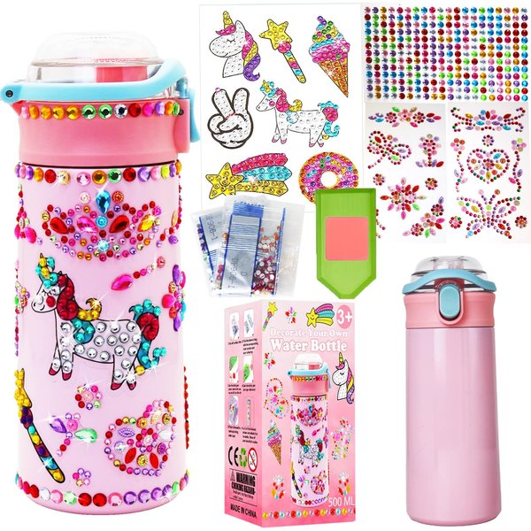 Huastyle Decorate Your Own Cute Water Bottle for Girls, Crafts for Girls Ages 6-8 8-12, Arts and Crafts for Kids 5 6 7 8 9 10 11 12 Year Old Birthday Christmas Gift
