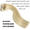 Eufficco Human Hair Lace Clip In Hair Extensions Thick Ends 20inch 120g Highlights Piano Color Dirty Blonde/Bleach Blonde Mixed Remy Hair Extensions Silky Soft Lace Backed Clip On Hair Extensions
