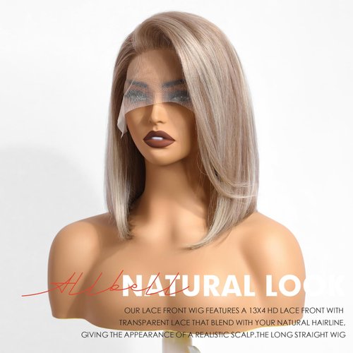testar 13×4 Rose Blonde Bob Wig Human Hair Realistic HD Lace Front Wig Human Hair Ready to Go Strawberry Blonde Bob Wig Glueless 12 Inch Straight Bob Human Hair Wigs for Women