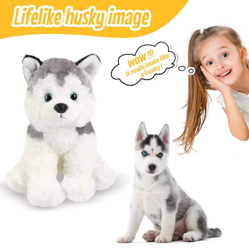 BSTAOFY 12'' Husky Stuffed Animal Realistic Puppy Dog Soft Plush Toys Adorable Birthday Valentines Christmas Festivals Gifts for Kids Toddlers Boys Girls